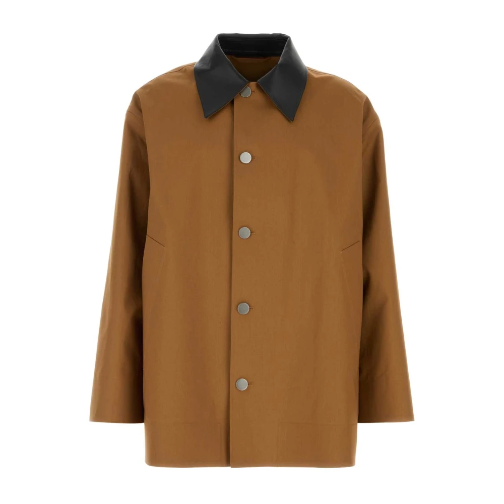 Jil Sander Men's Brown Caramel Cotton Trench Coat