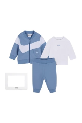 Tre-delat set med sweatshirt med dragkedja