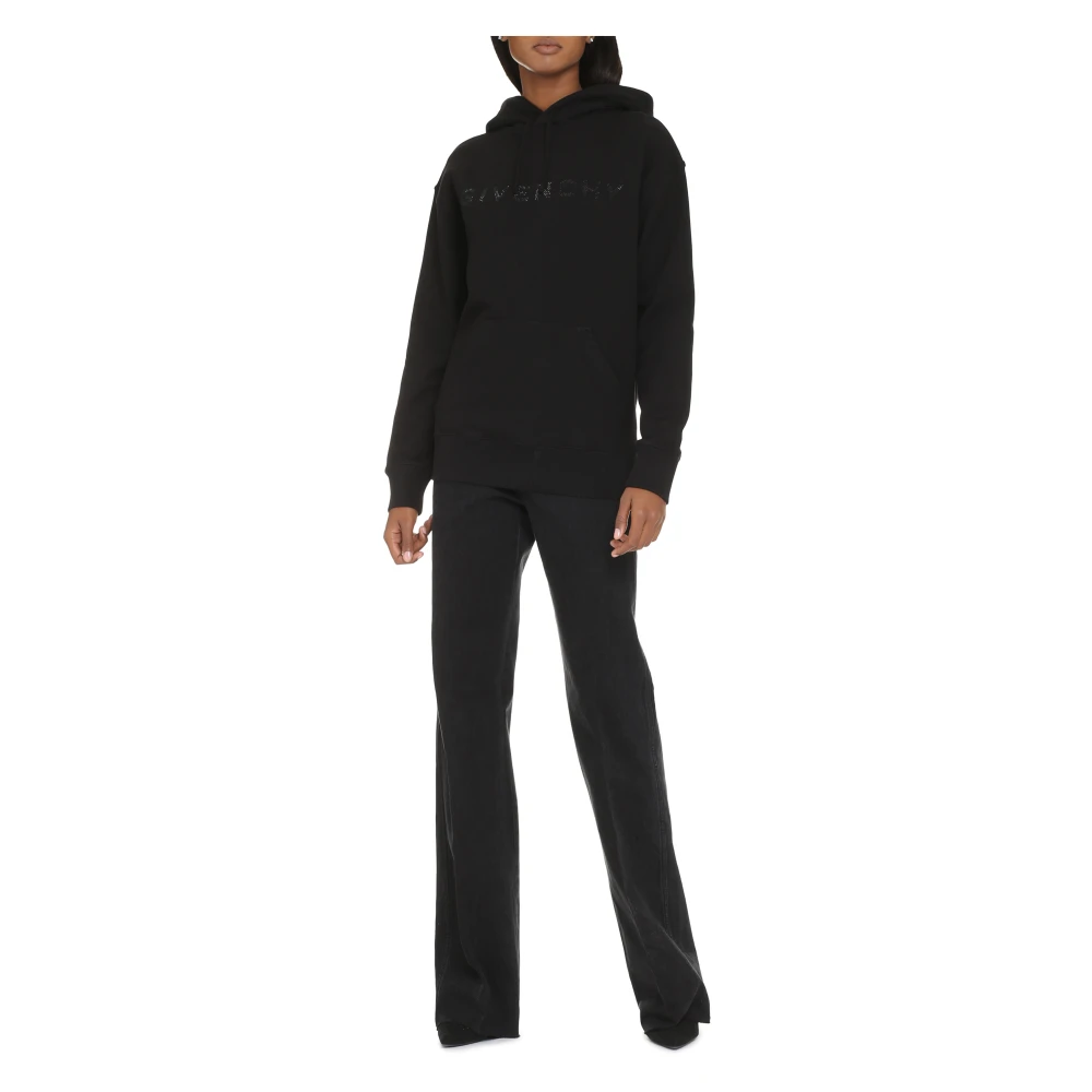 Givenchy Katoenen hoodie met geribbelde randen Black Dames