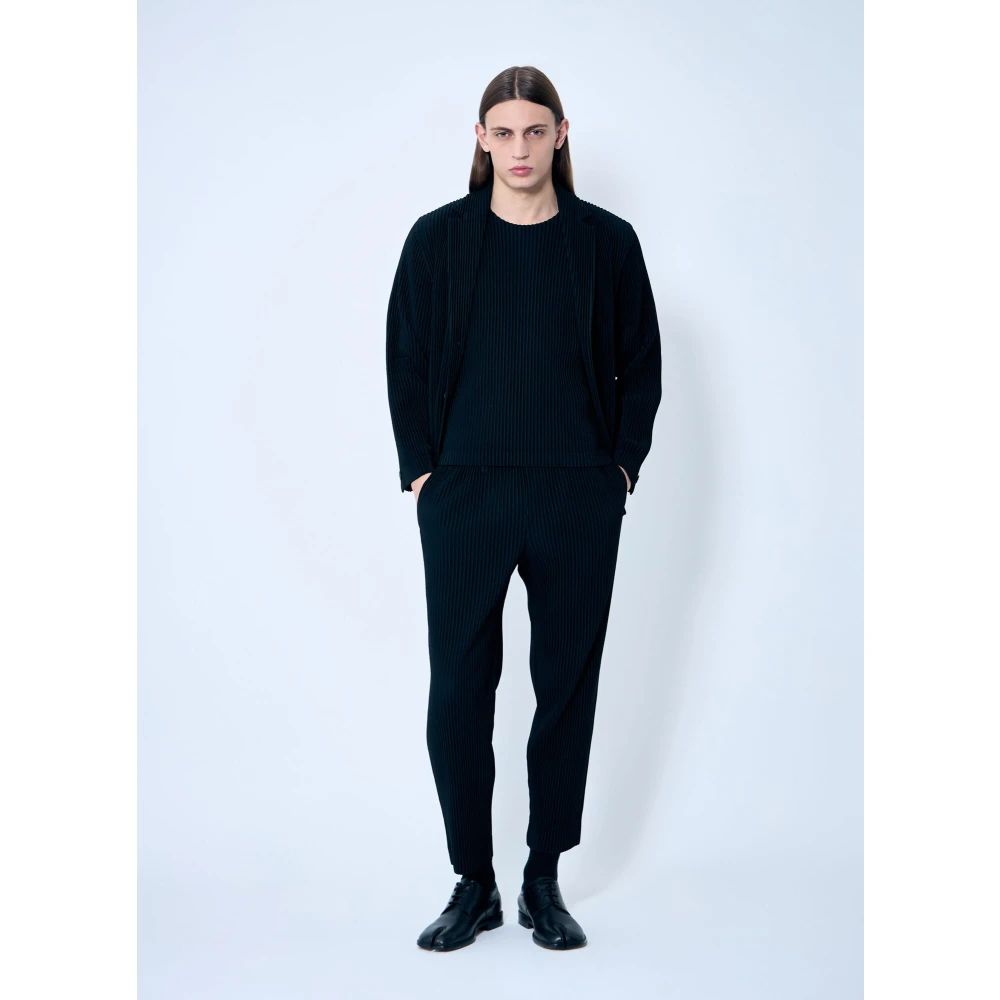 Issey Miyake Elastische Taille Geplooide Broek Black Heren