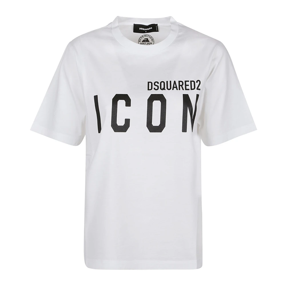 Dsquared2 Wit Zwart Icon Forever Easy T-Shirt White Dames