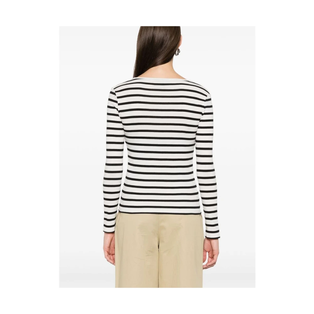 A.p.c. Gestreept Logo T-shirt White Dames