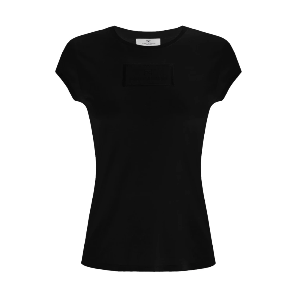 Elisabetta Franchi Zwarte Geborduurde Logo Trui Black Dames