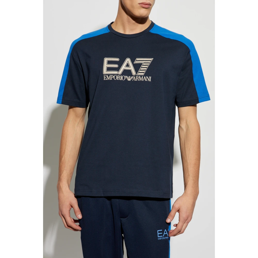 Emporio Armani EA7 T-shirt met geborduurd logo Blue Heren