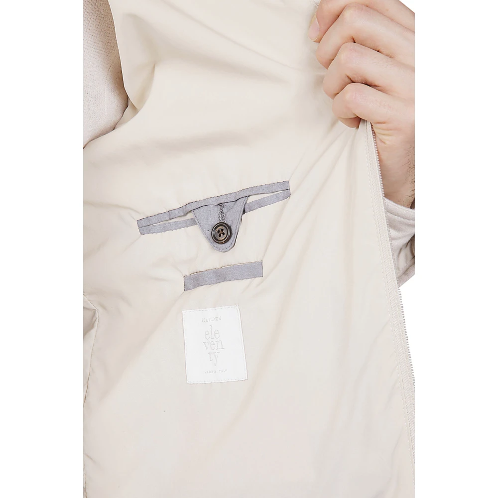 Eleventy Zijde Kasjmier Nylon Hooded Jas Beige Heren