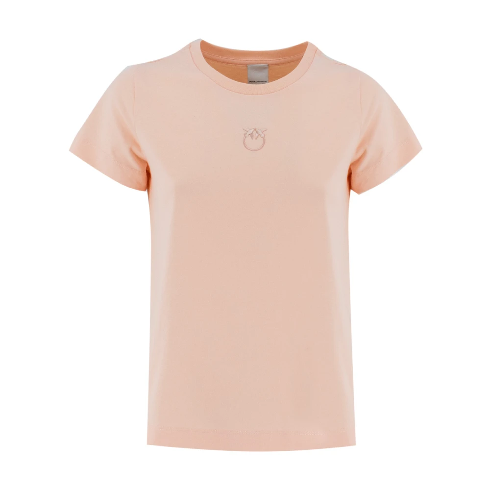Pinko Katoenen T-shirt met Love Birds borduursel Pink Dames