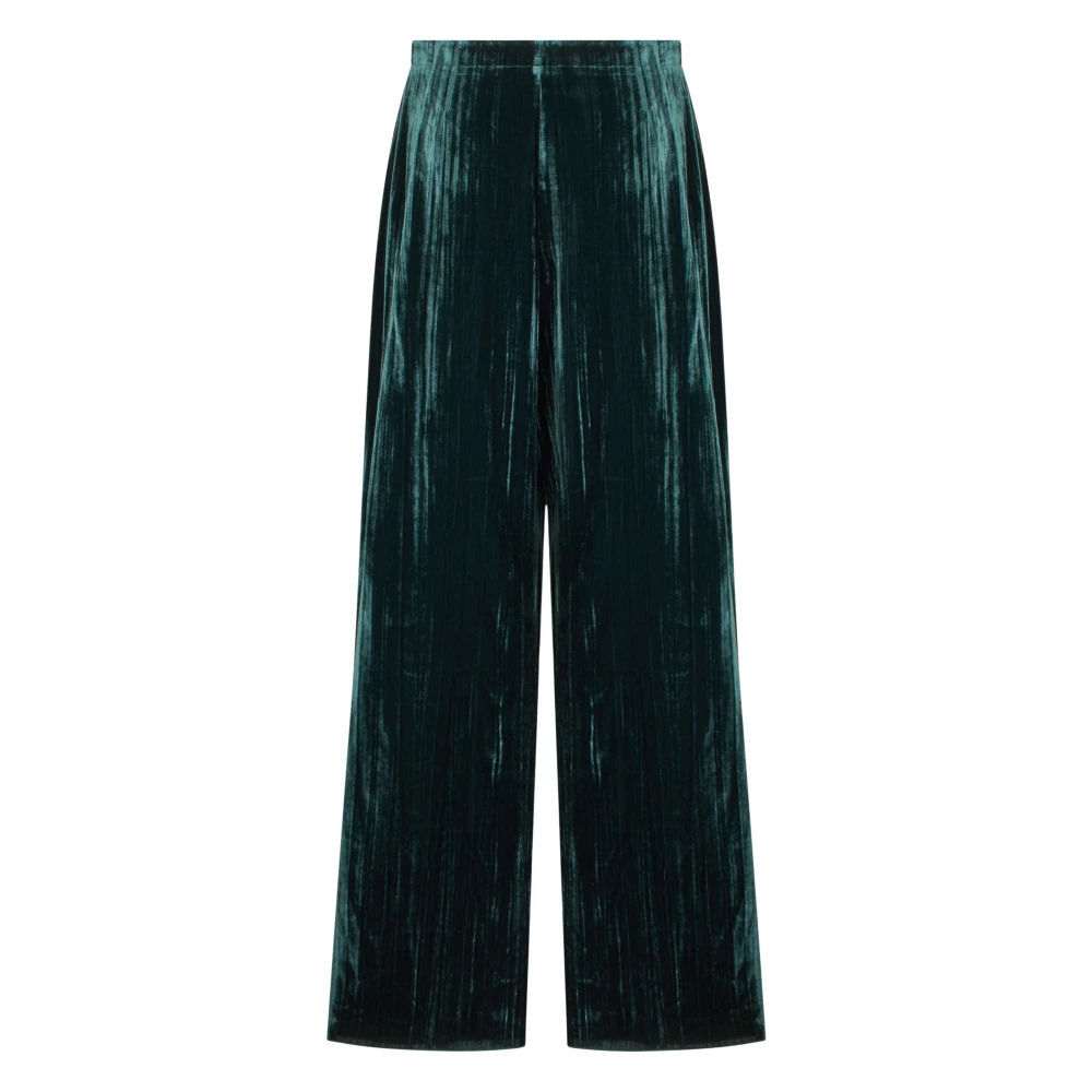 Emporio Armani Green Trousers In Plissé Velvet With Elastic Waistband Regular Fit - Image 3
