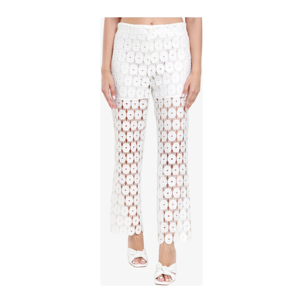 Erika Cavallini Witte Macramé Straight-Leg Broek White Dames