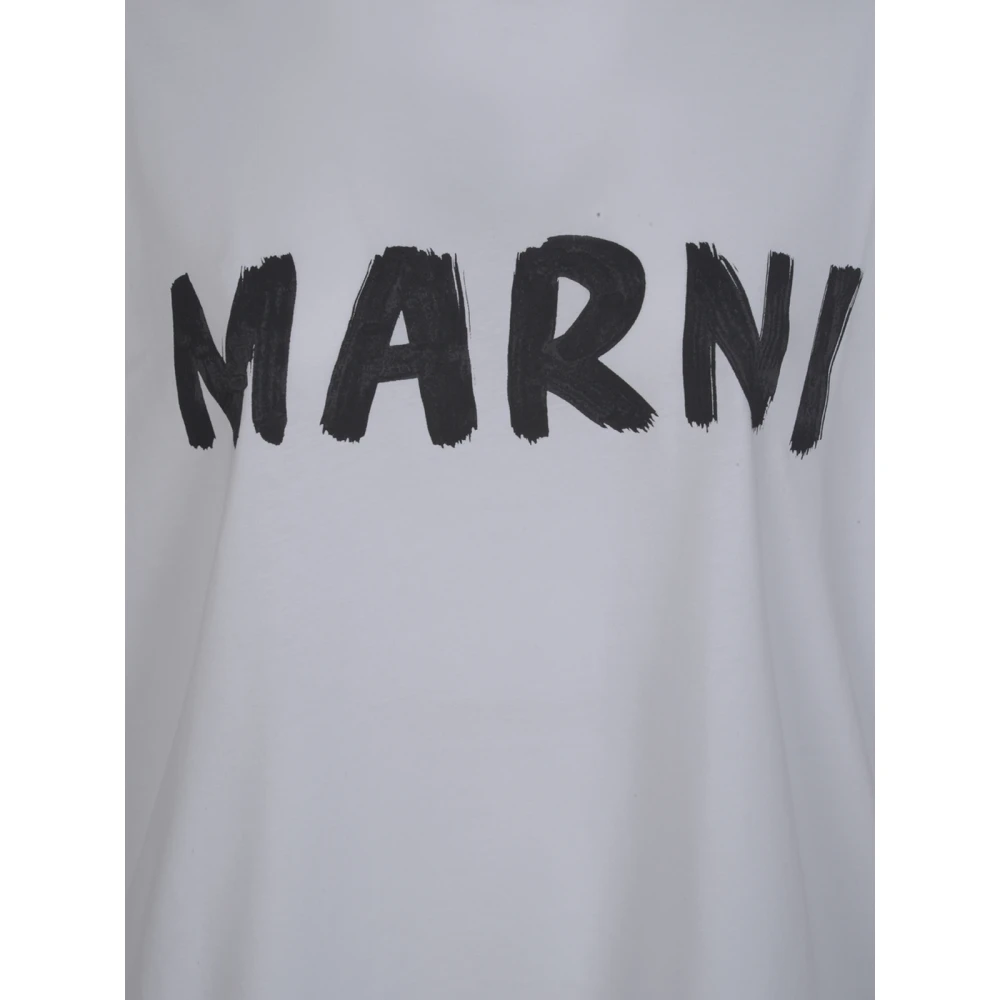 Marni Logo-print Katoenen T-shirt White Dames