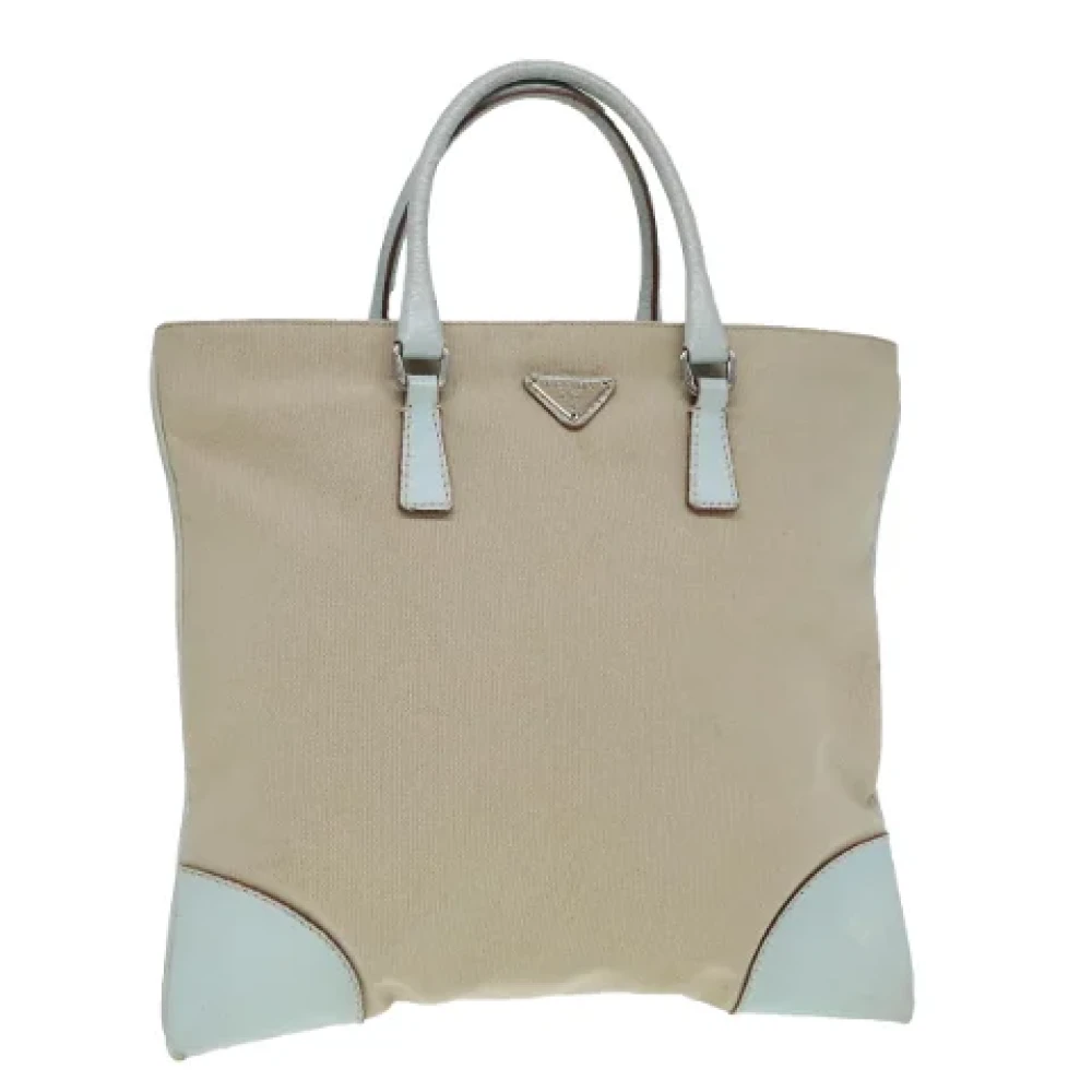 Prada Vintage Pre-owned Canvas handbags Beige Dames