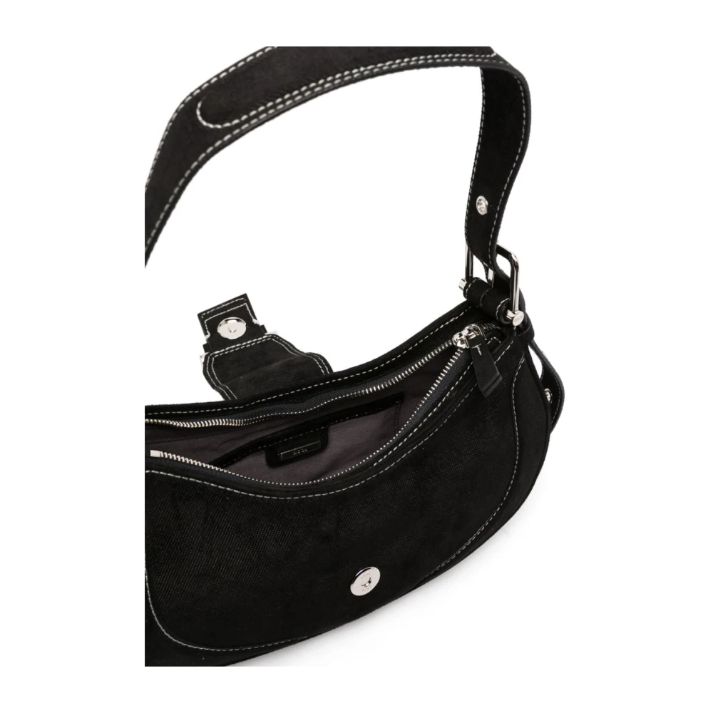 Osoi Zwarte leren schoudertas Black Dames