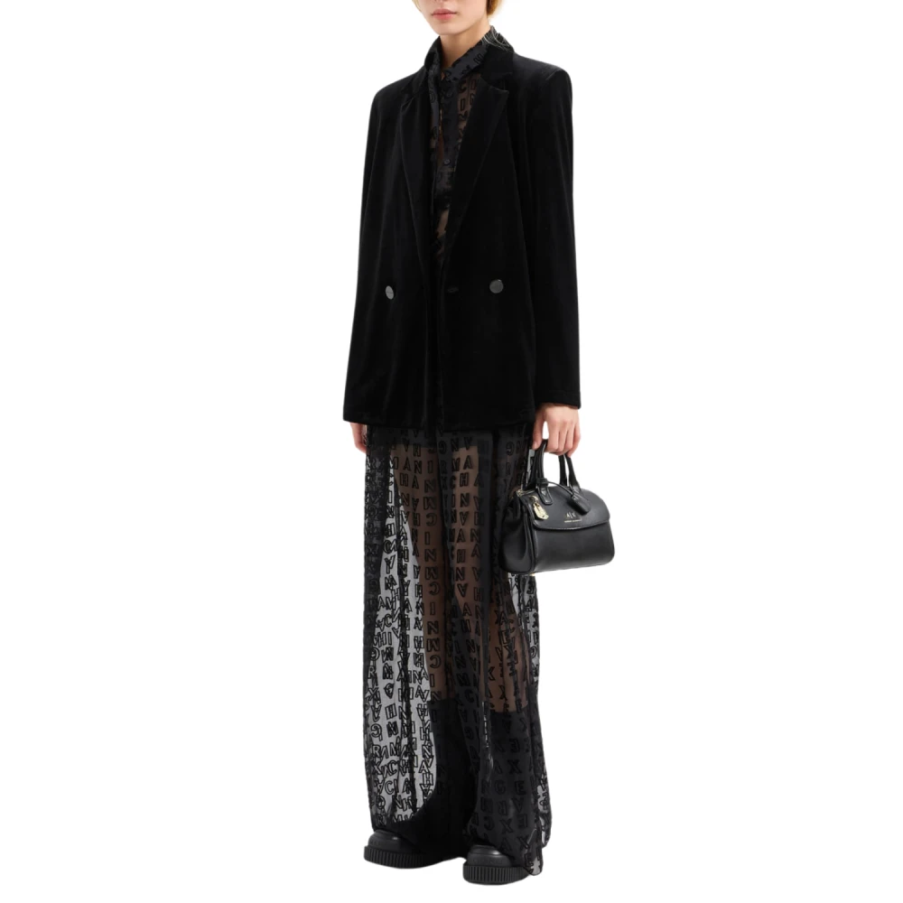 Armani Exchange Zwarte Blazer Americana Stijl Black Dames