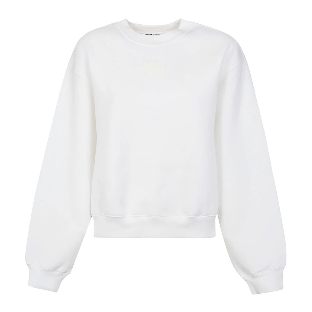 T by Alexander Wang Vit Puff Paint Logo Terry Sweatshirt White, Dam