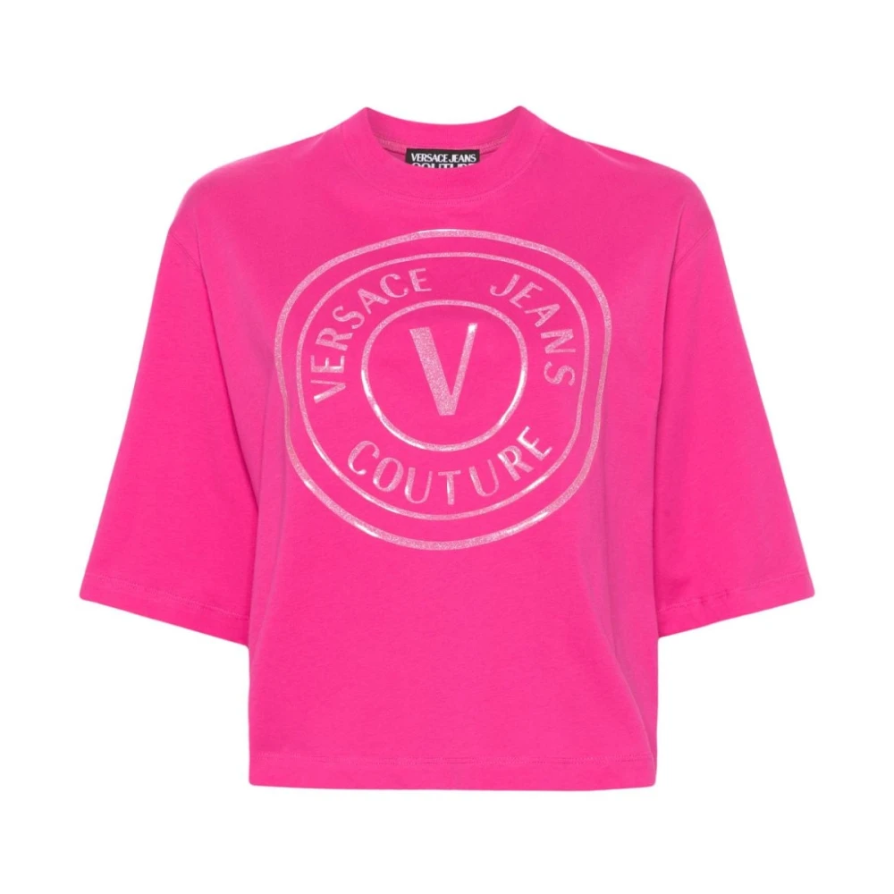 Versace Jeans Couture Fuchsia T-shirts en Polos met Zeefdruk Pink Dames