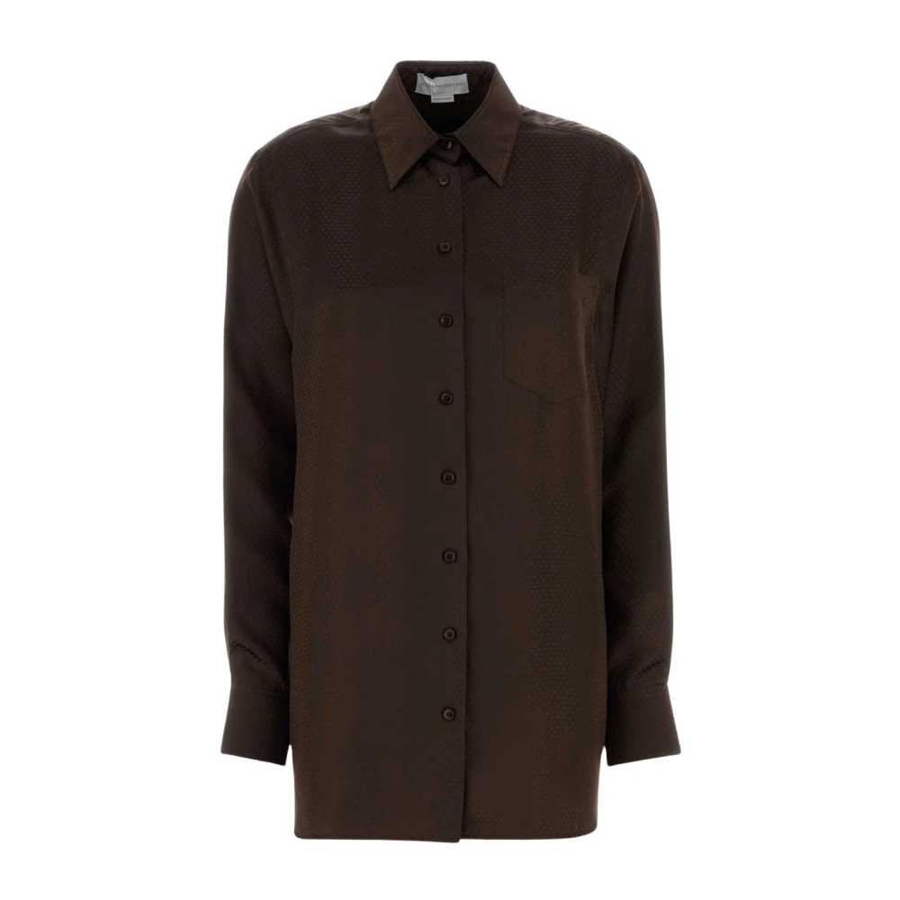 Stella Mccartney Donna Marrone - Camicia In Seta Jacquard Con Stelle - Blouses & Shirts - S