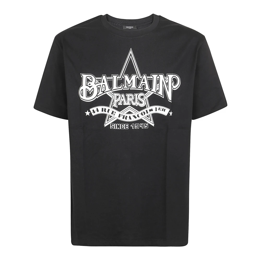 Balmain Sterrenprint T-shirt Rechte pasvorm Black Heren