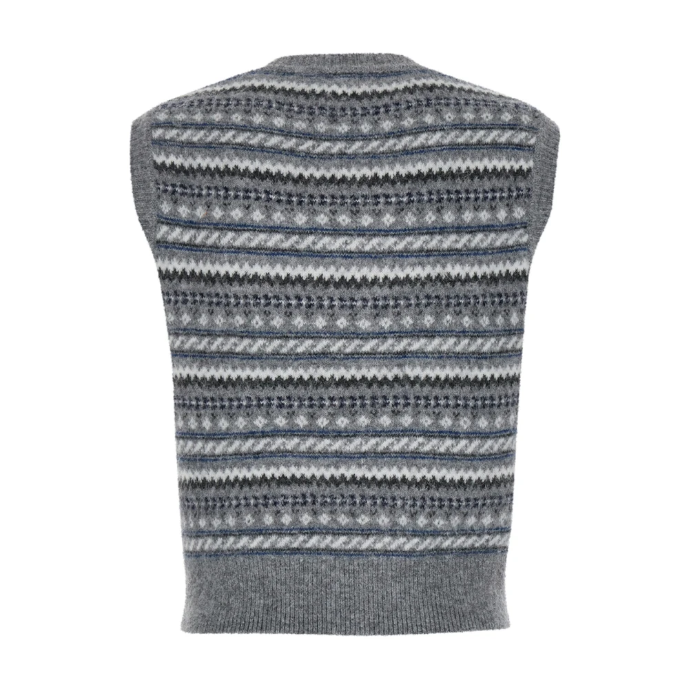 Dunst Grijs Jack met Patroon Gebreid Vest Gray Dames