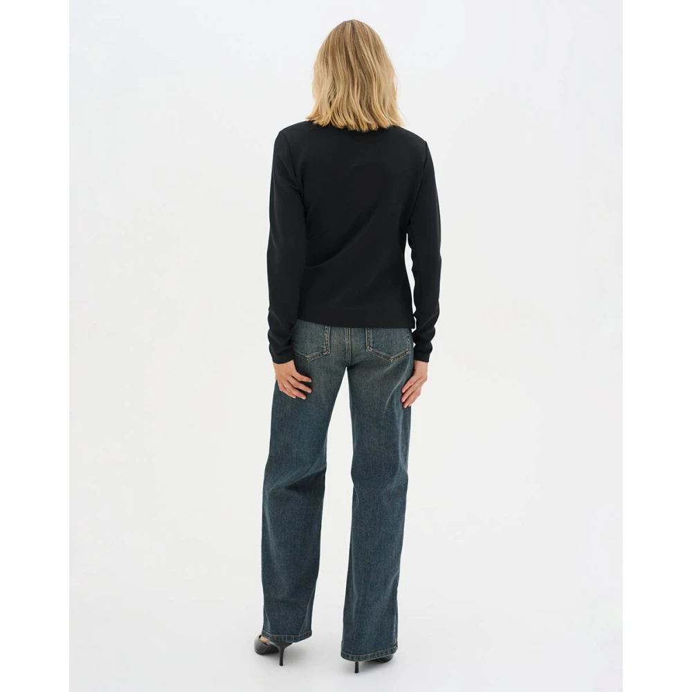 My Essential Wardrobe Lange Mouw Helle Top Black Dames