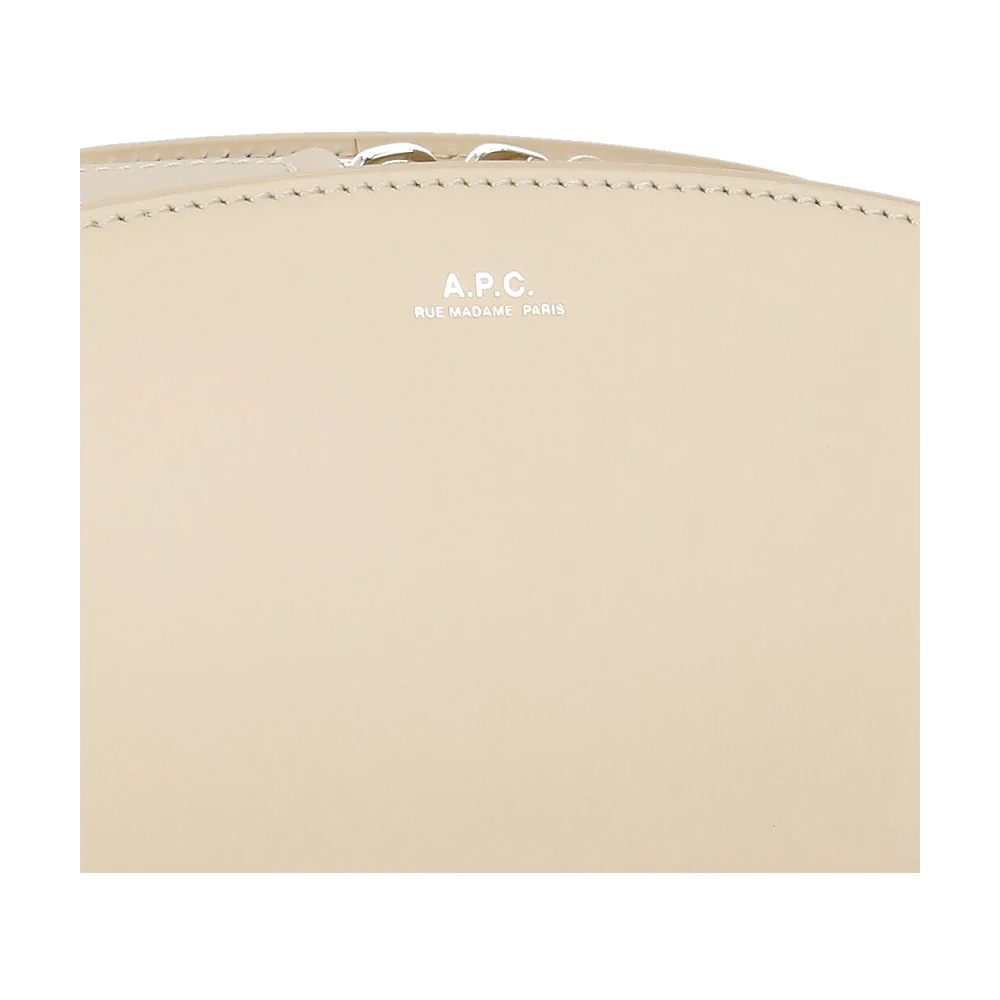 A.p.c. Beige Leren Schoudertas met Gouden Logo Beige Dames