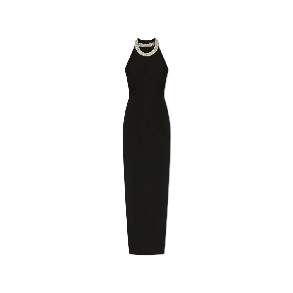 Balmain Jurk met glinsterende kristallen bij de halslijn Black Dames
