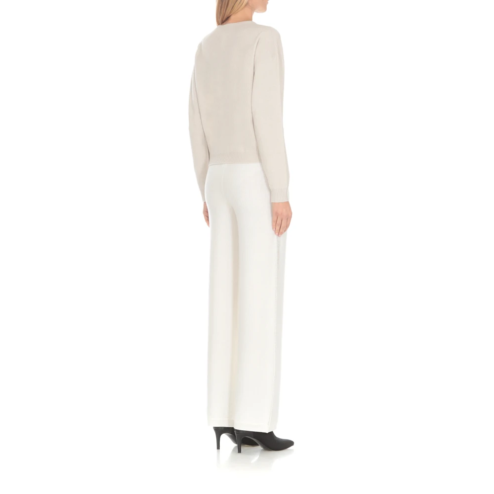 PESERICO Ivoor Wol en Zijden Broek Beige Dames