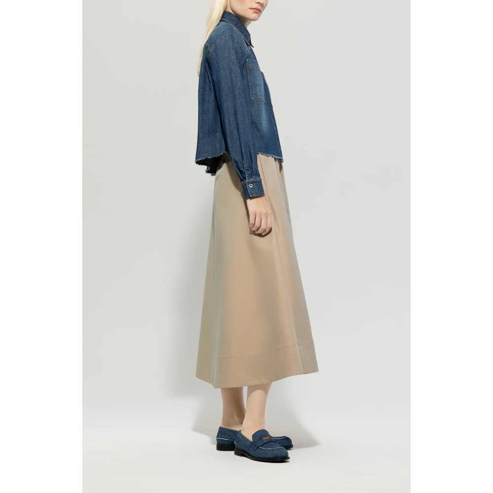 LUISA CERANO Glinsterende Outdoor Changeant Gabardine Rok Beige Dames