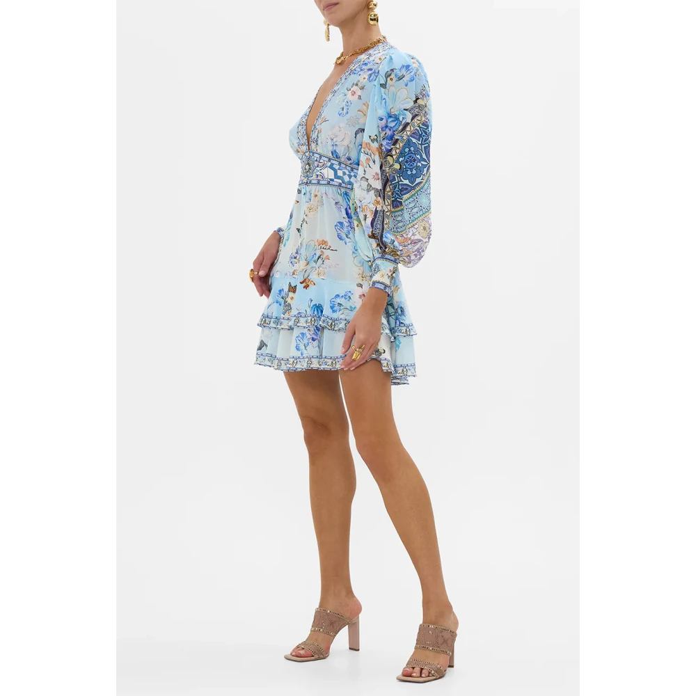 Camilla Ruches zijden jurk Al Manial Palace Memoirs Blue Dames