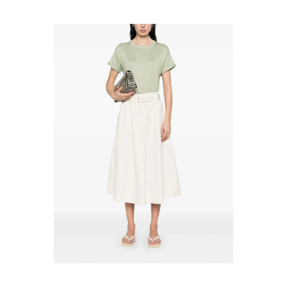 BRUNELLO CUCINELLI Beige Uitlopende Rok met Elastische Taille Beige Dames