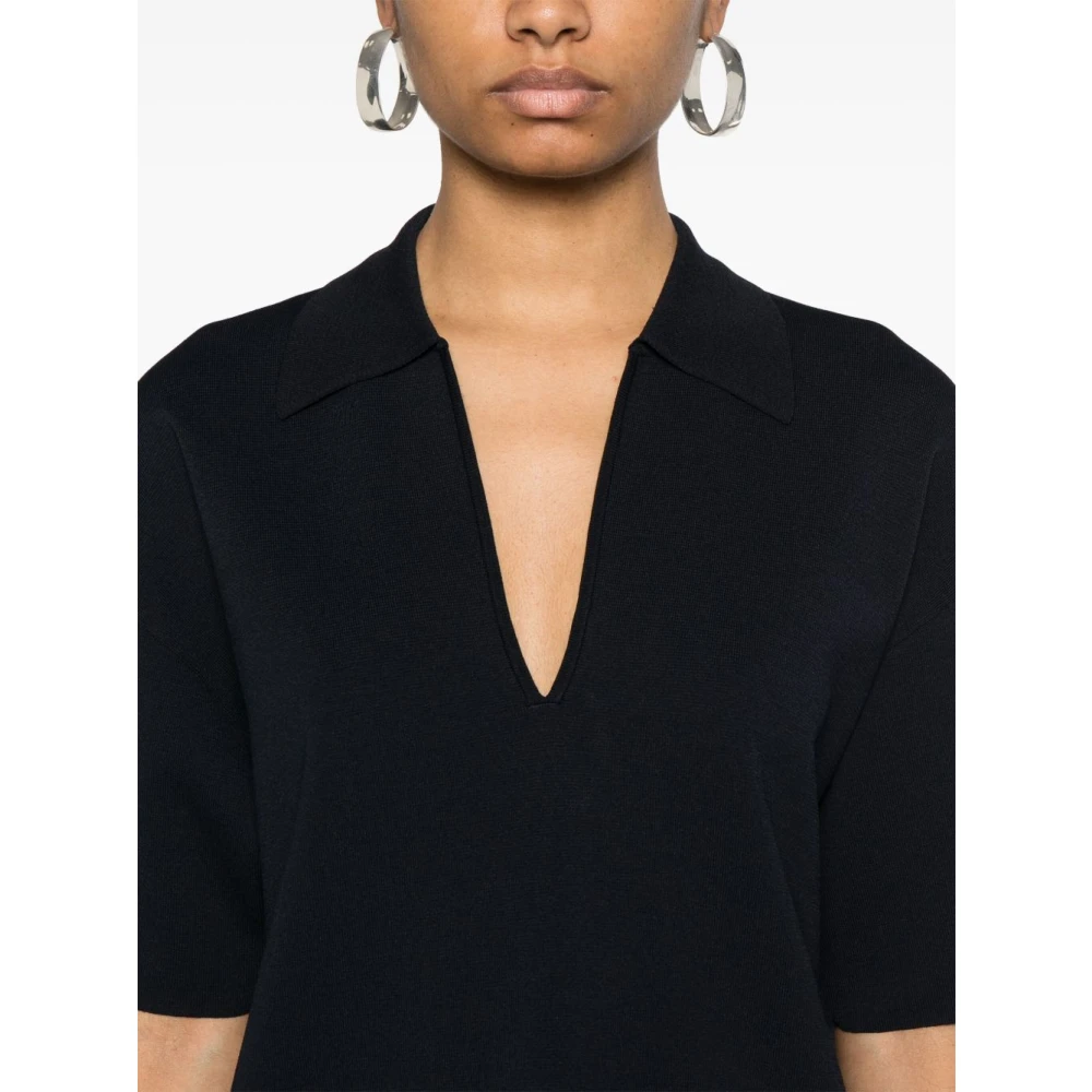 P.a.r.o.s.h. Blauwe V-hals Korte Mouw Jurk Blue Dames