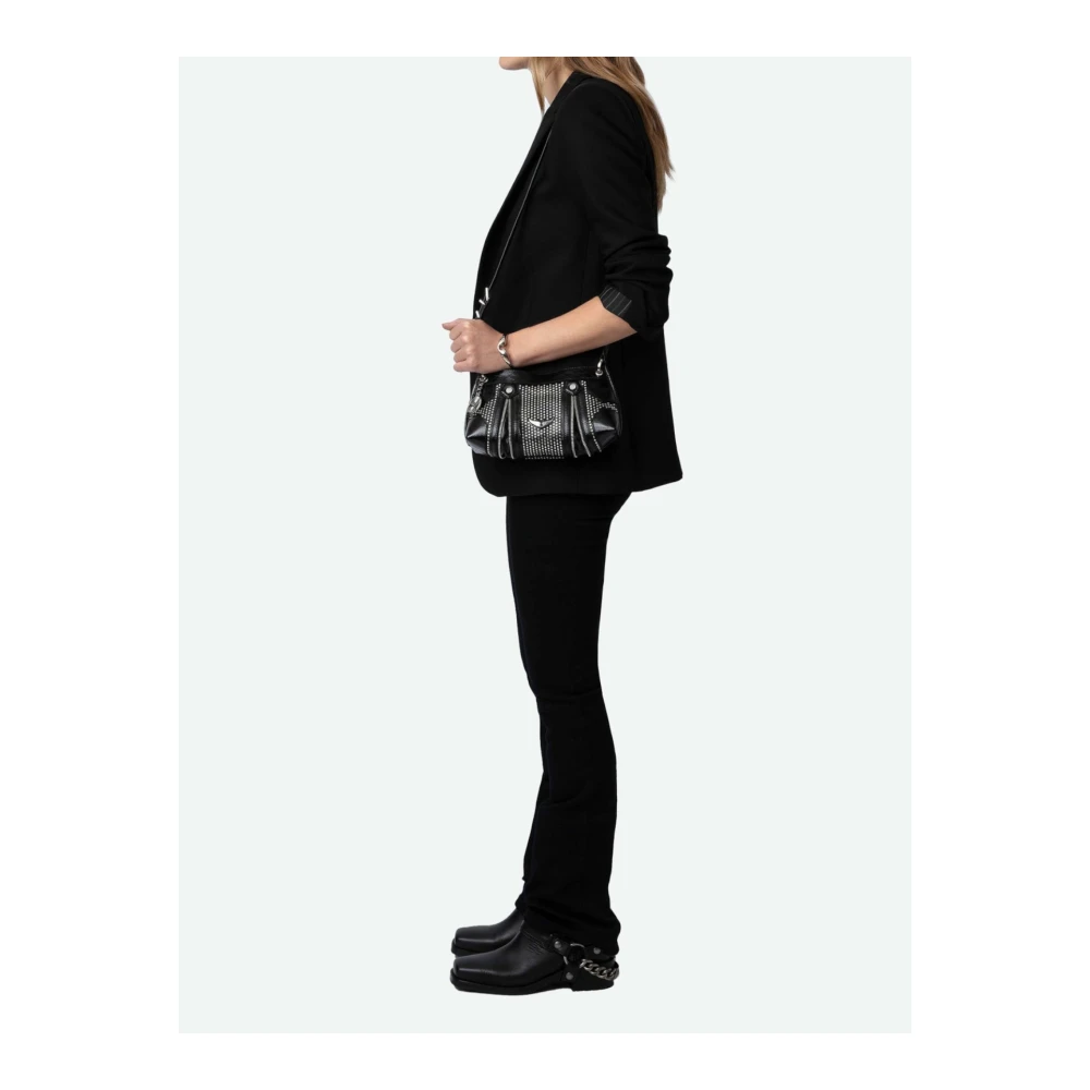 Zadig & Voltaire Zwarte Leren Crossbody Tas met Metalen Details Black Dames