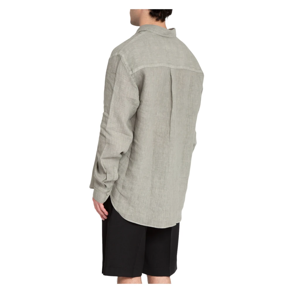 Costumein Linnen Shirt in Groen Grijs Green Heren