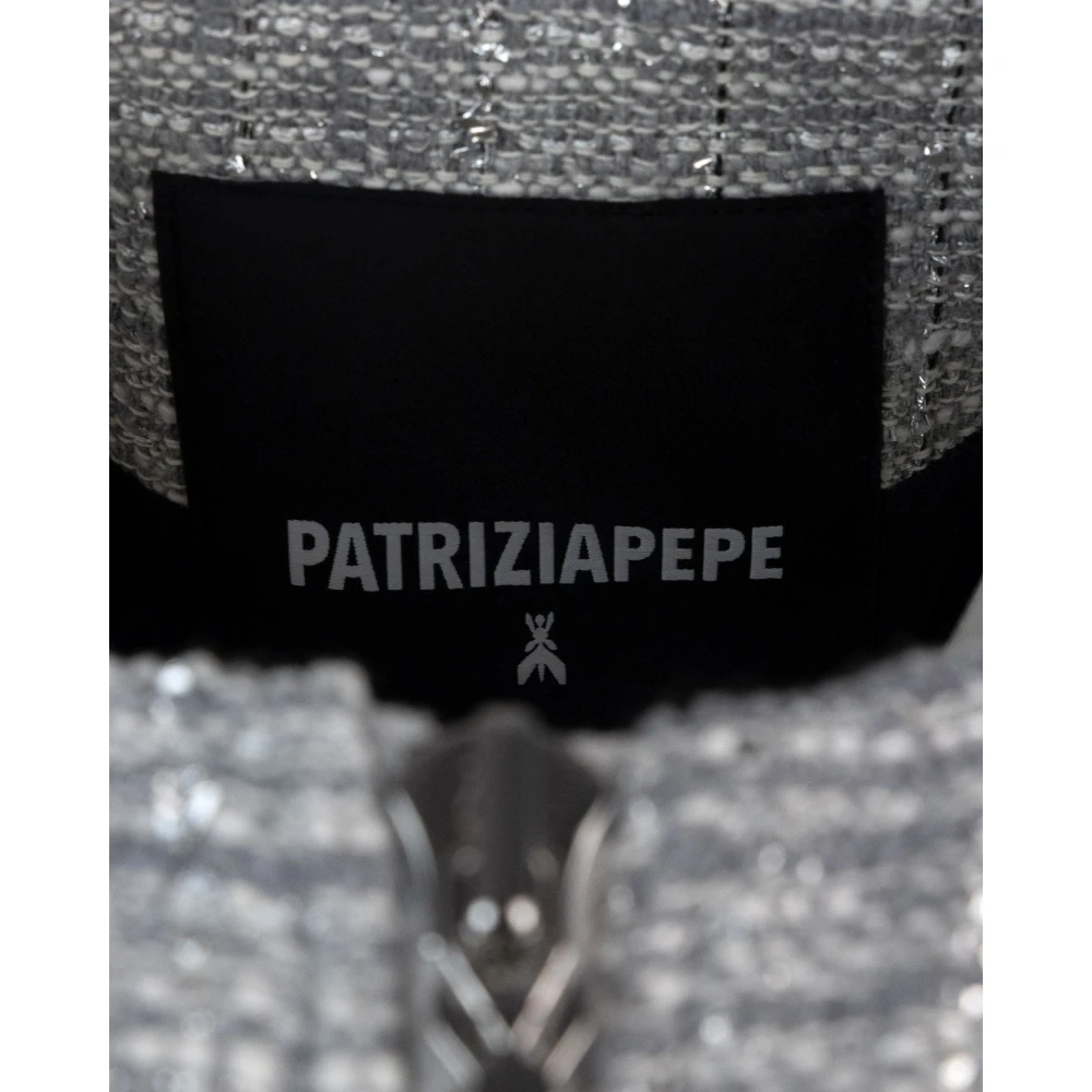 PATRIZIA PEPE Grijze Tweed Katoen Lurex Regular Fit Jas Gray Dames