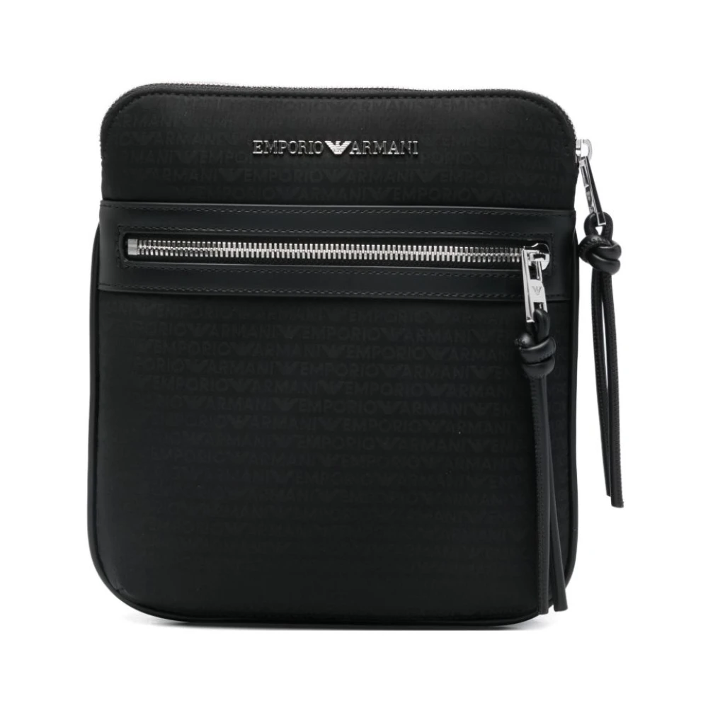 Emporio Armani Men's Black Cross Body Messenger, One Size, Exclusive Pre Messenger Bag