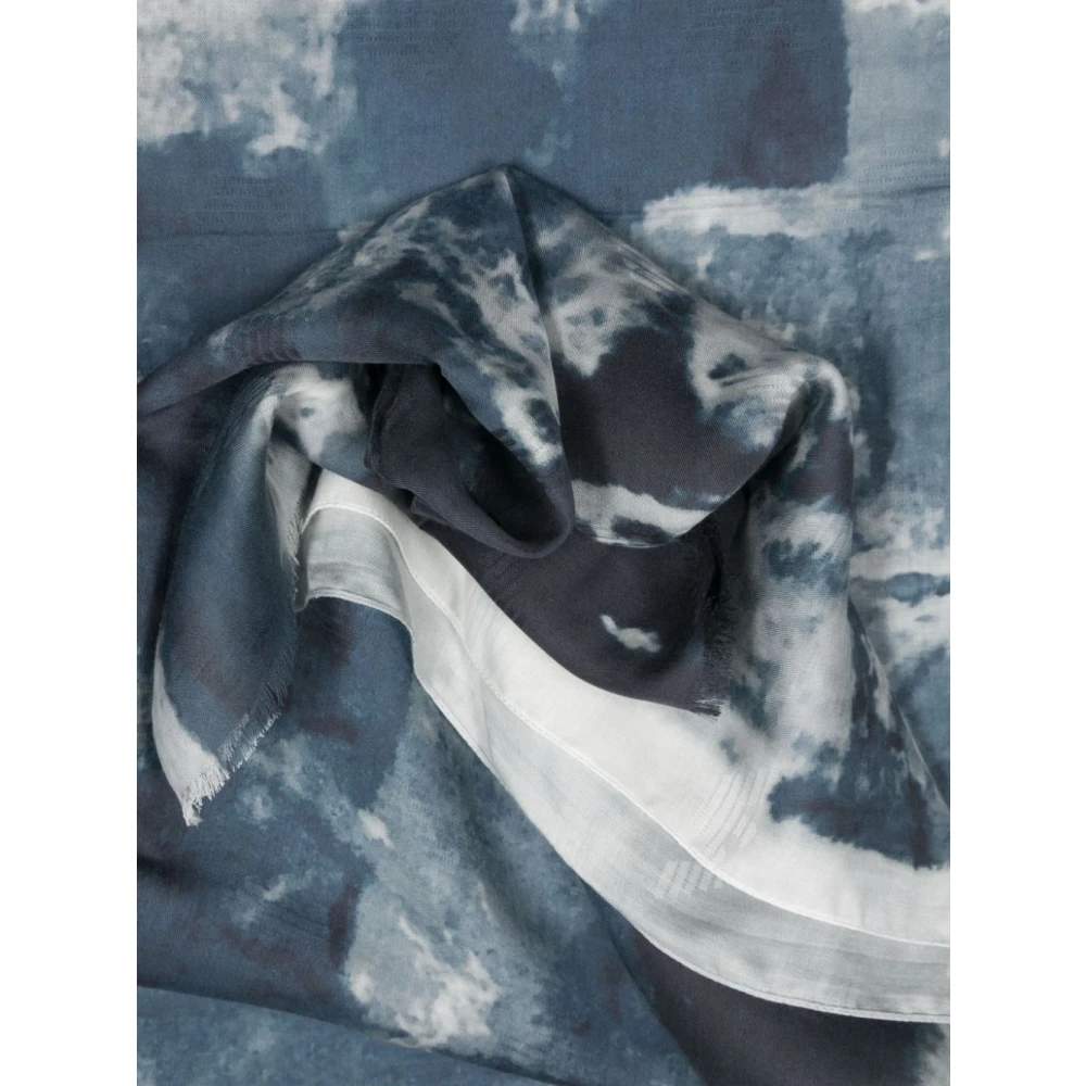 Emporio Armani Blauwe Tie-Dye Jacquard Sjaal Multicolor Heren
