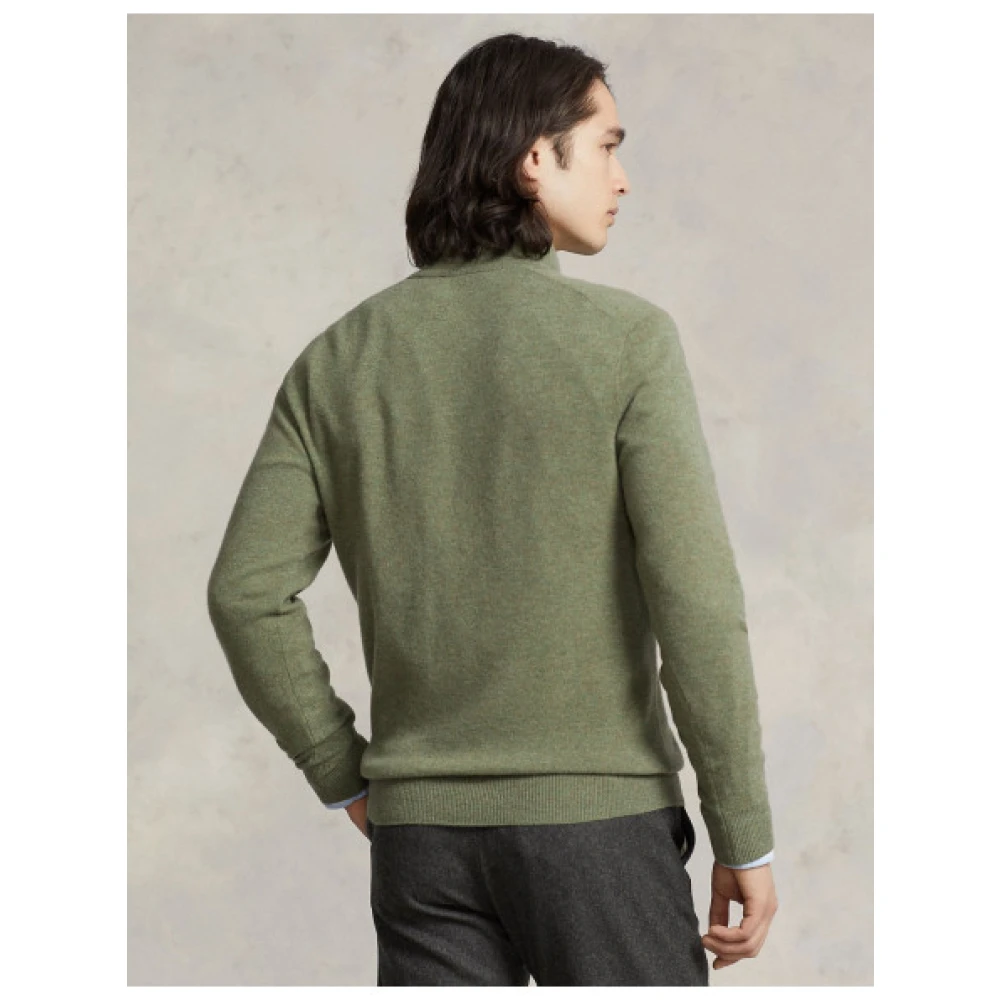Polo Ralph Lauren Wollen Half-Zip Trui met Geborduurd Logo Green Heren