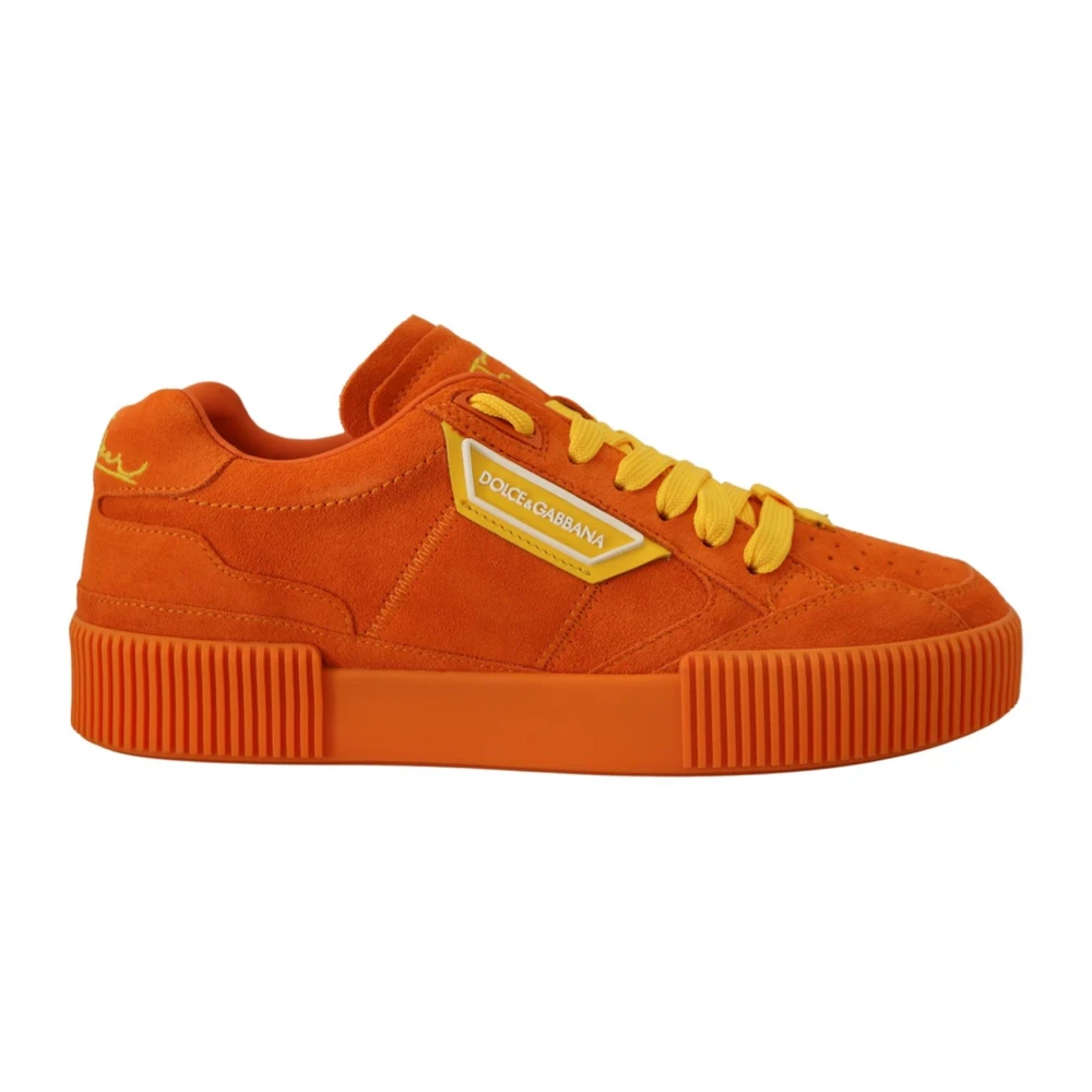 Dolce & Gabbana Damen Orange Wildleder Schnürsneaker