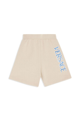 kids-beige-damier-print-shorts
