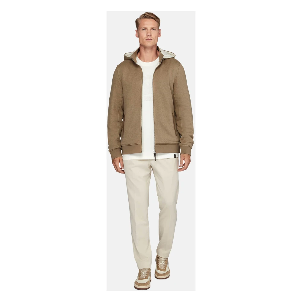 Boggi Milano Tencel Katoenen Hoodie met Capuchon Beige Heren