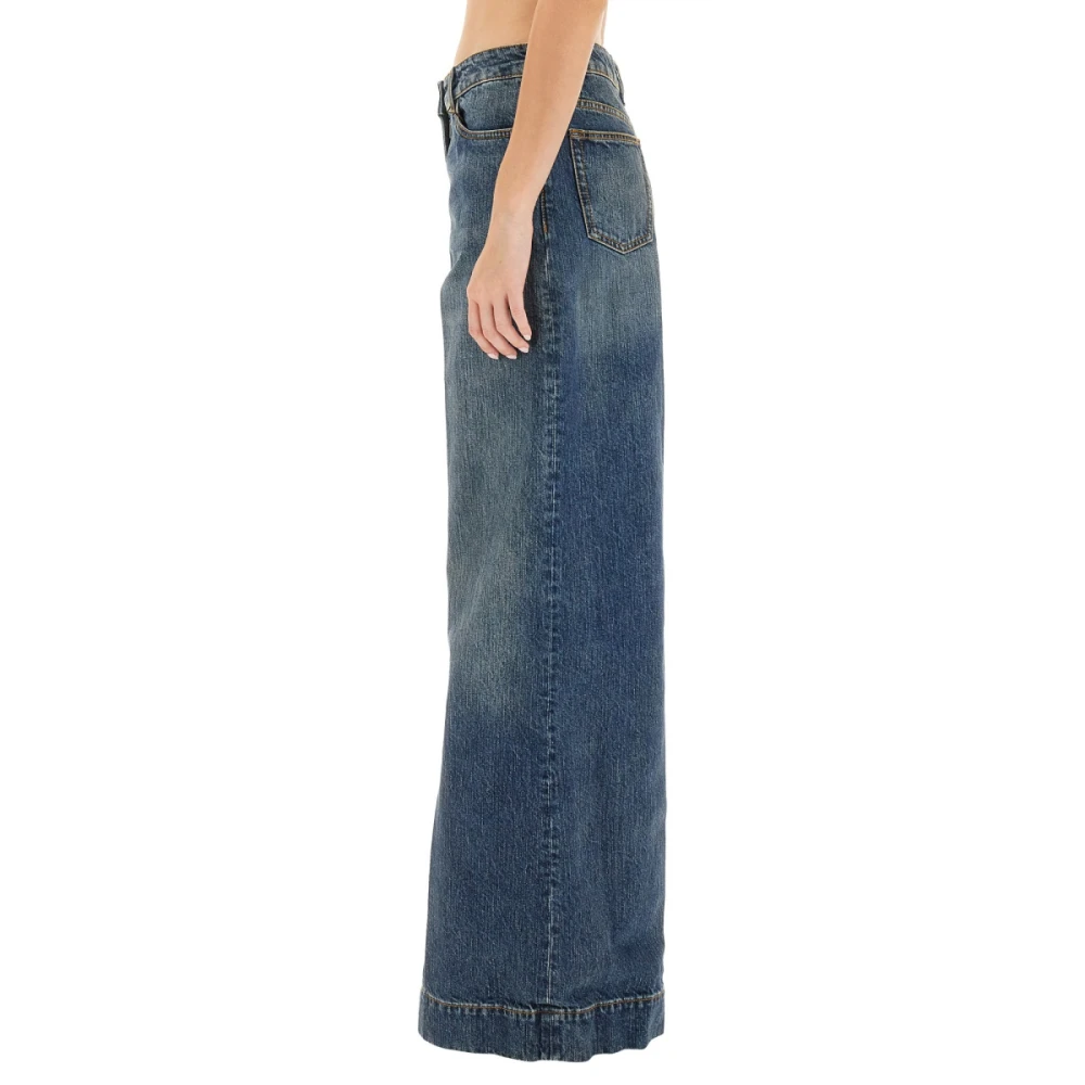 ETRO Wijde jeans met geborduurde Pegasus Blue Dames