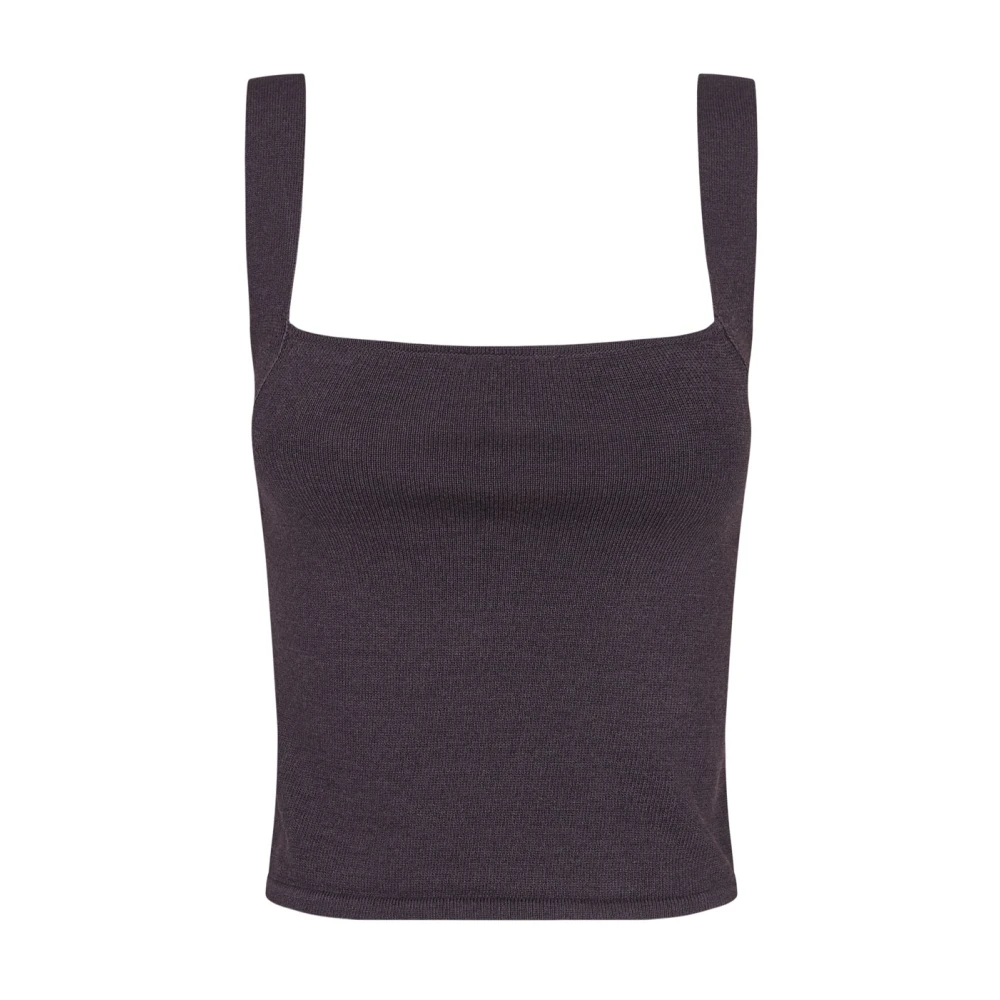 Cortana Women's Purple Sleeveless Tops,, Silk Stretch Top Blueberry Small