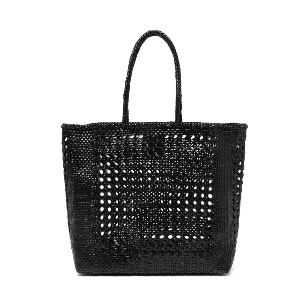 Dragon Diffusion Zwarte Leren Mand Weefsel Tote Tas Black Dames
