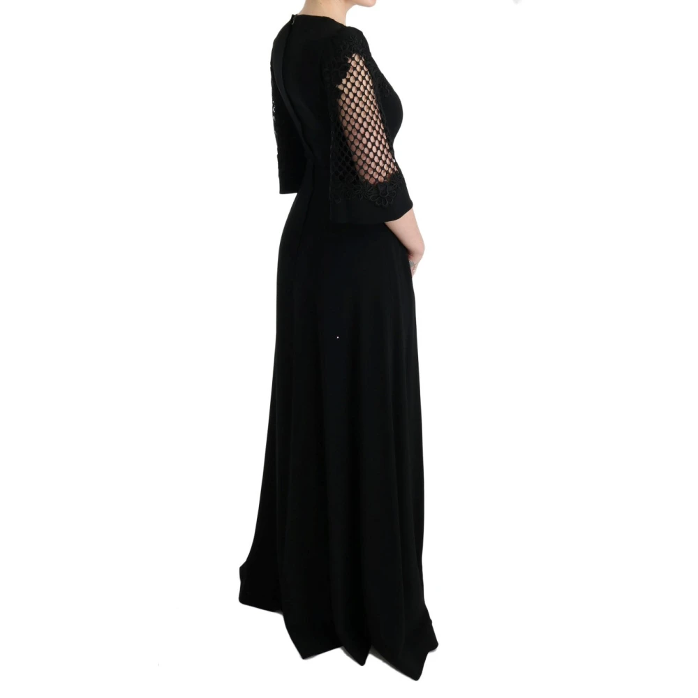 Dolce & Gabbana Zwart Bloemen Maxi Jurk Black Dames