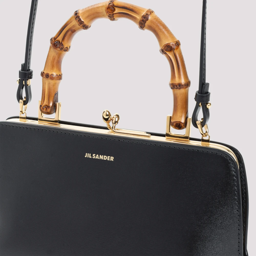 Jil Sander Zwarte Handtas met Bamboe Handvat Black Dames