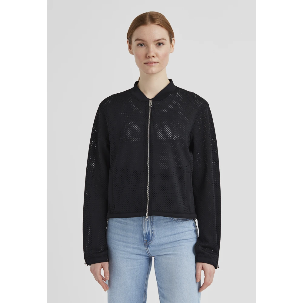 Milestone Scuba Jersey Blouson Jack met Allover Motief Black Dames