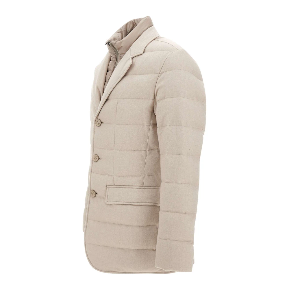 Herno Ecru Zijde Kasjmier Jas White Heren
