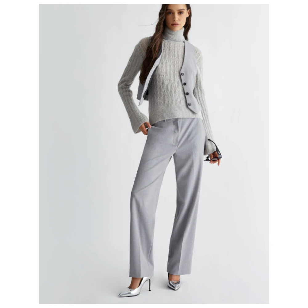 Liu Jo Chino Broek Bevroren Kleur Rechte Snit Gray Dames
