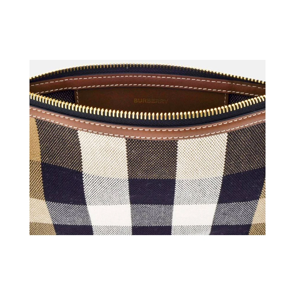 Burberry House Check Pouch met Leren Details Brown Dames