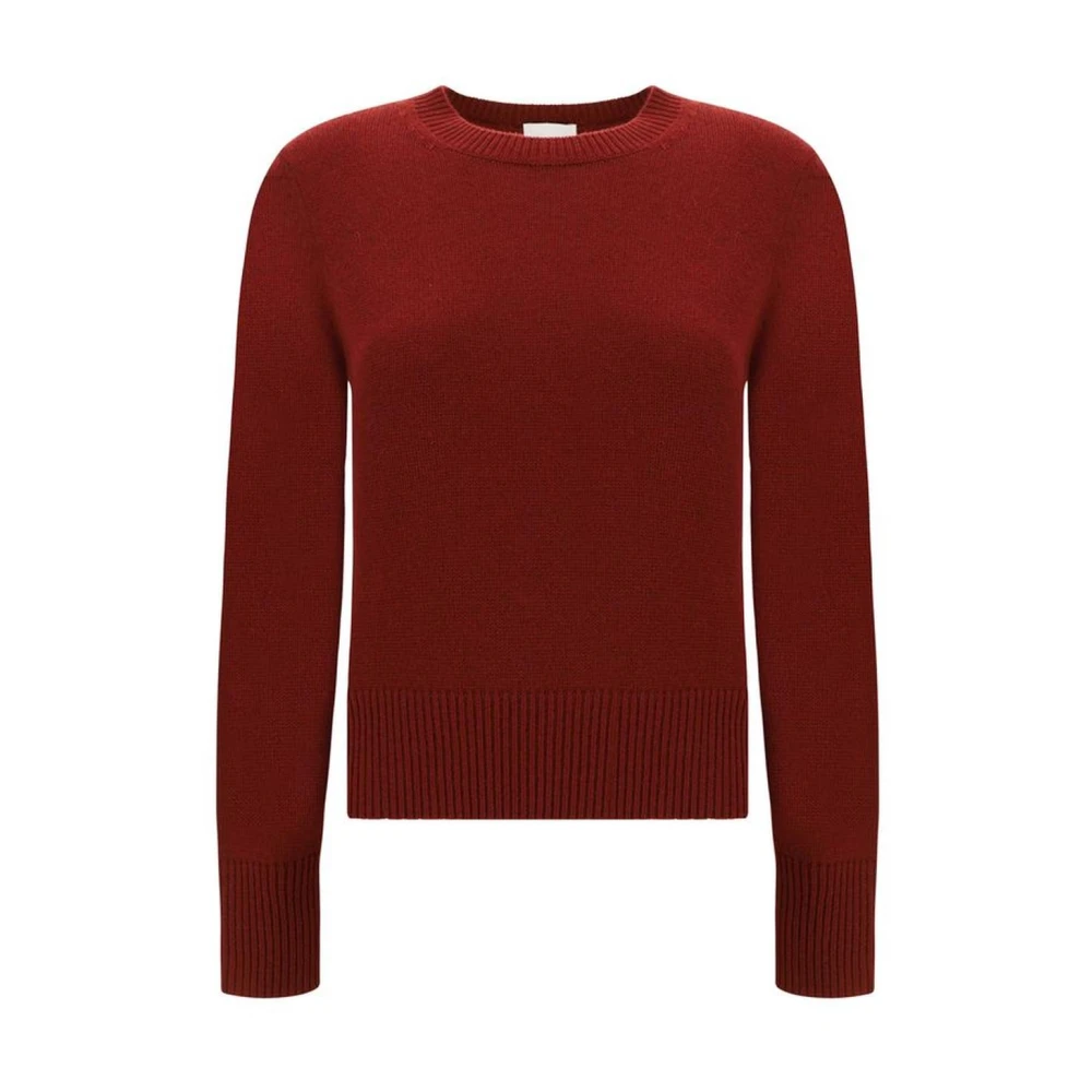 Allude Monochrome Cashmere Sweater met Geribbelde Hals Red Dames