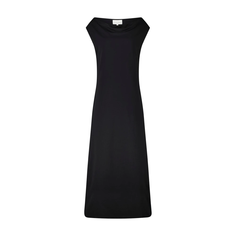 Loulou Studio Elegante Pima Katoenen Midi Jurk Black Dames