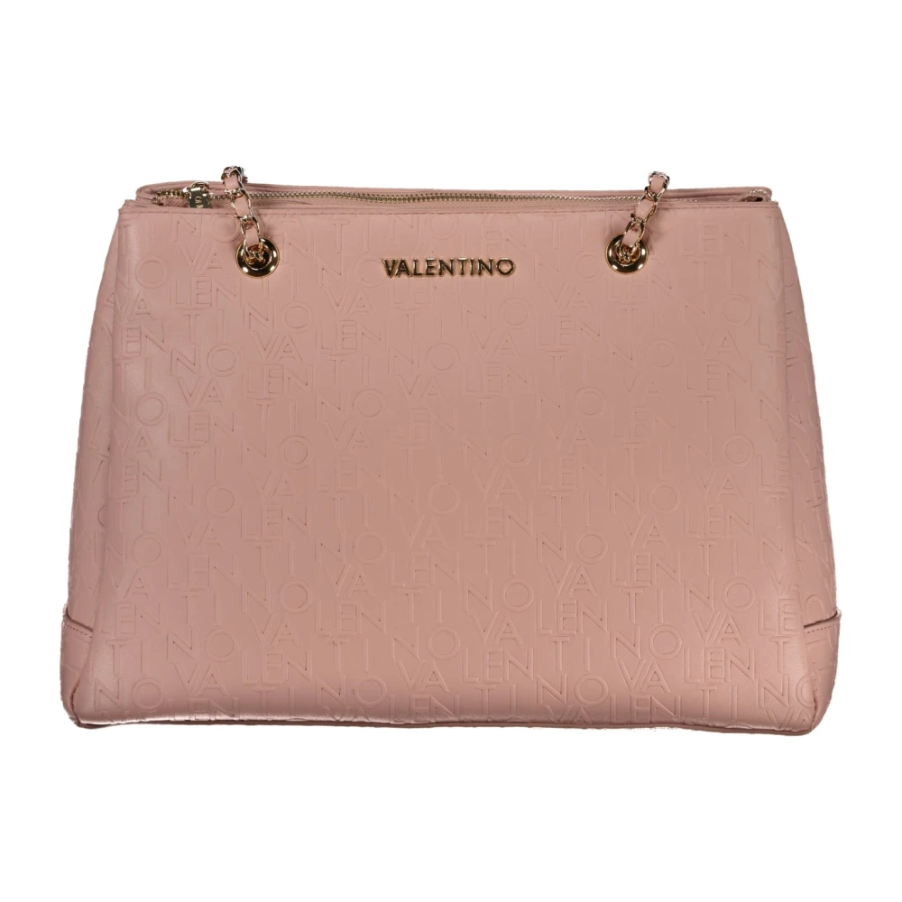 Valentino by Mario Valentino Roze Schoudertas met Ketting en Ritssluiting Pink Dames